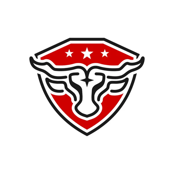 Búfalo Cabeça Esboço Escudo Logotipo Design — Vetor de Stock