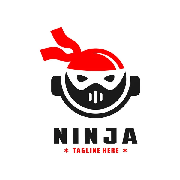 Japans Ninja Hoofd Logo Ontwerp — Stockvector