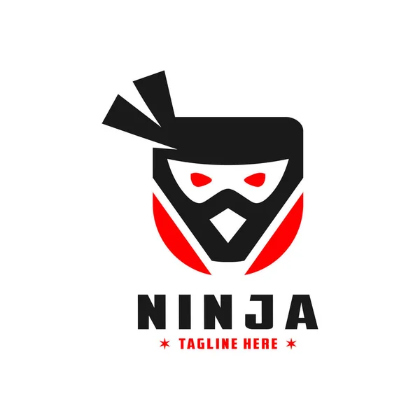 Japans Ninja Hoofd Logo Ontwerp — Stockvector