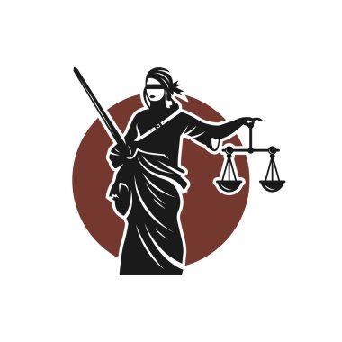 goddess of justice logo design with sword clipart
