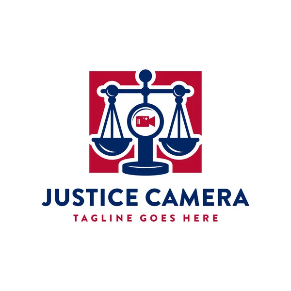 Igazságügyi Jog Kamera Illusztráció Logó Tervezés — Stock Vector