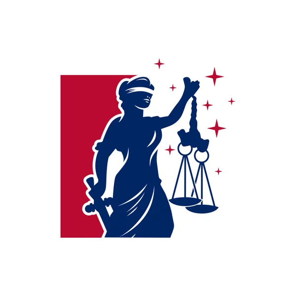Дизайн Логотипа Богини Правосудия Мечом — стоковый вектор