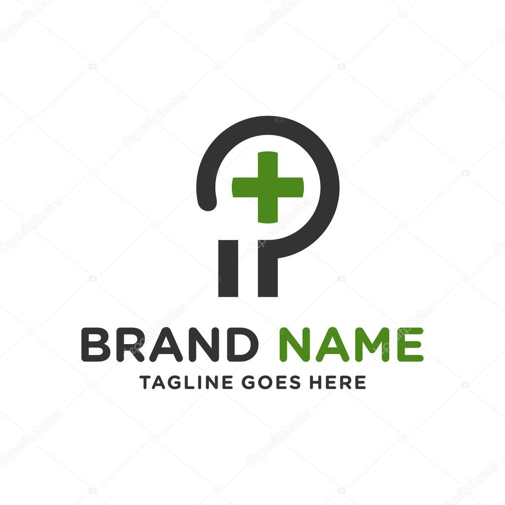 Health clinic logo design with letter CP