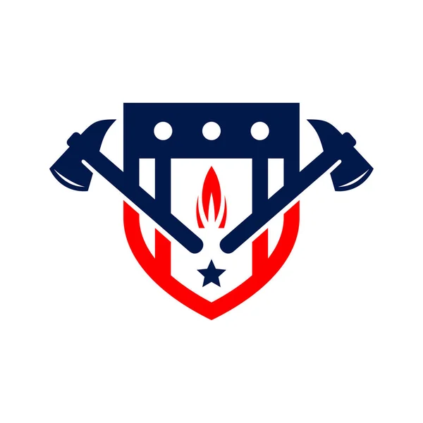 Projeto Logotipo Ilustração Escudo Bombeiro — Vetor de Stock