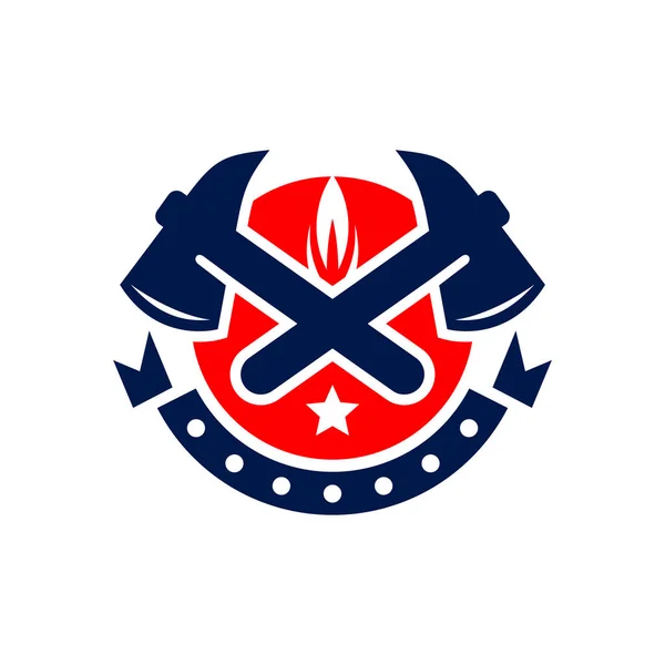 Projeto Logotipo Ilustração Escudo Bombeiro — Vetor de Stock