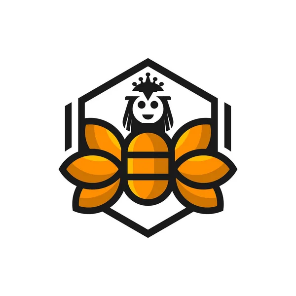 Разработка Логотипа Королевы Пчел — стоковый вектор