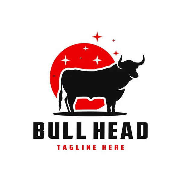 Black Bull Logo Design Unter Der Sonne — Stockvektor