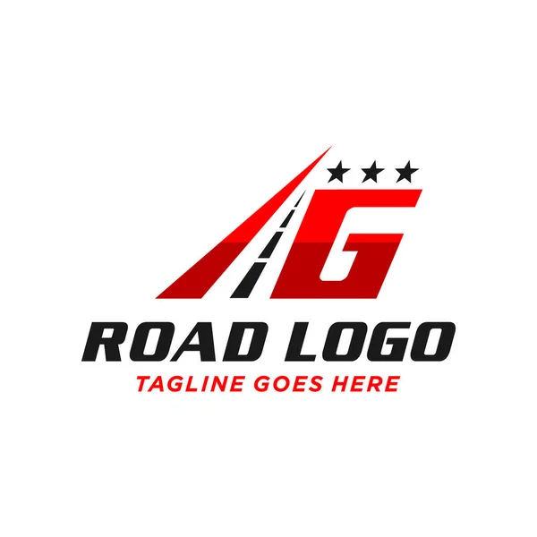 Autostrada Asfalt Ilustracja Logo Projekt Literą — Wektor stockowy