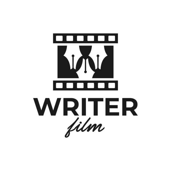 Film Schrijver Illustratie Logo Ontwerp Bedrijf — Stockvector