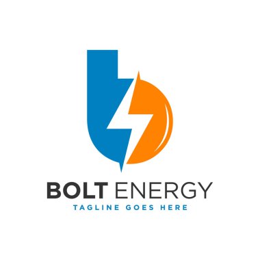 elektrik enerjisi illüstrasyon logosu tasarımı B harfi ile