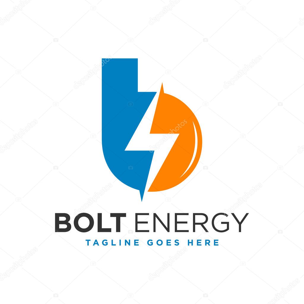 Electric energy illustration logo design with letter B