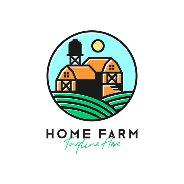 Bauernhaus Grüne Landschaft Inspiration Illustration Logo Design — Stockvektor