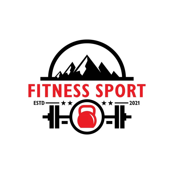 Фітнес Спорт Вінтажний Логотип Натхнення Горах — стоковий вектор