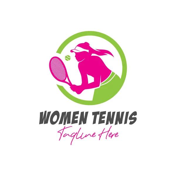 Mulheres Tênis Esportes Inspiração Ilustração Logotipo Design — Vetor de Stock