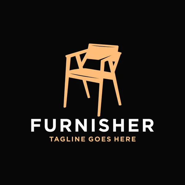 Tahta Sandalye Mobilyaları Ilham Verici Logo Tasarımı — Stok Vektör