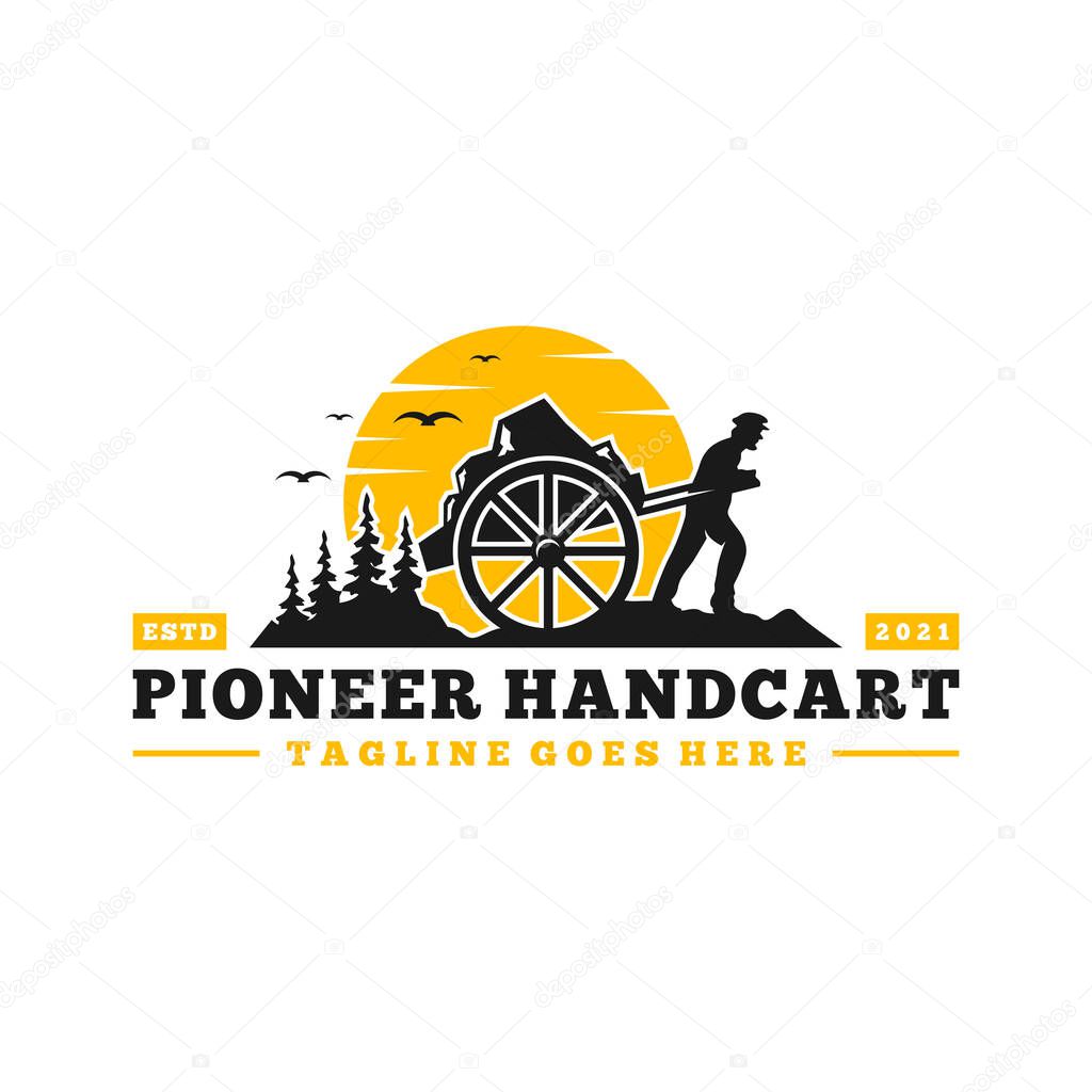 Pioneer handcart inspiration illustration logo design