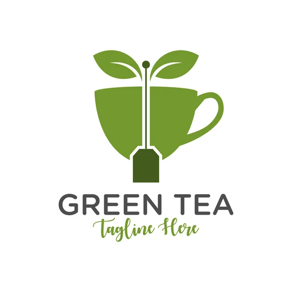 Grüner Tee Trinken Inspiration Illustration Logo Entwerfen Sie Ihr Unternehmen — Stockvektor