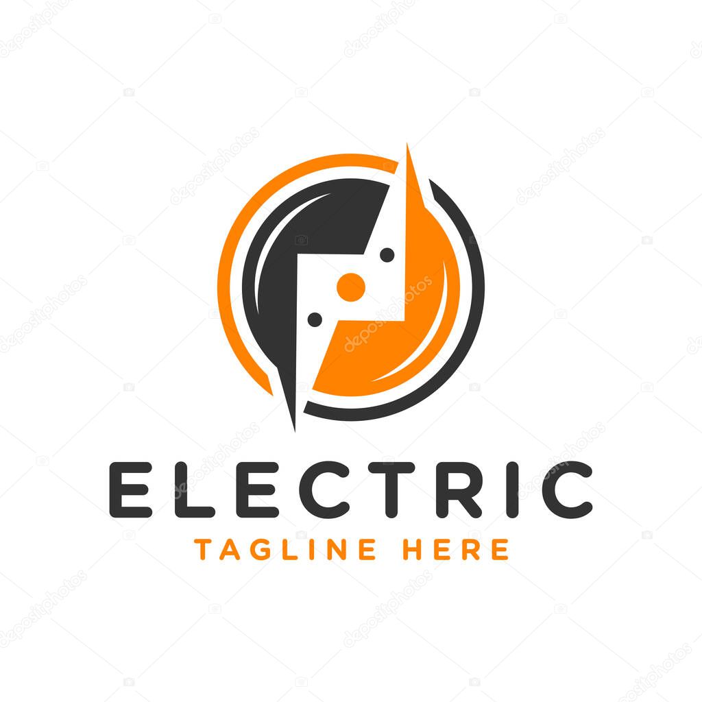 Electric voltage inspiration illustration logo design with letter N
