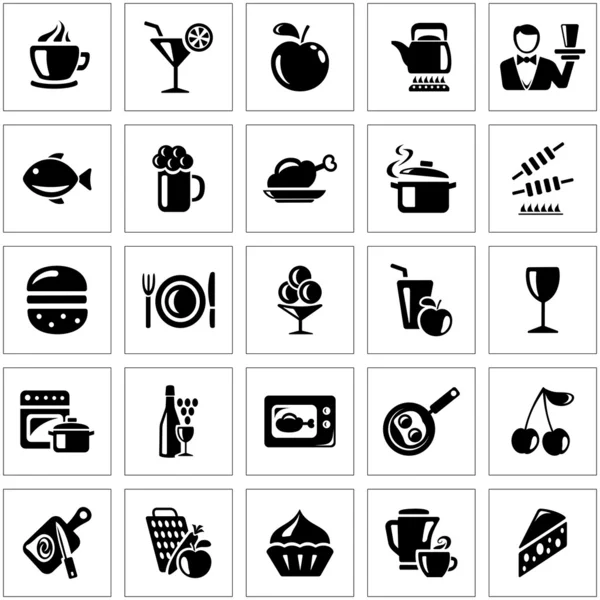 Iconos de alimentos y bebidas Gráficos vectoriales