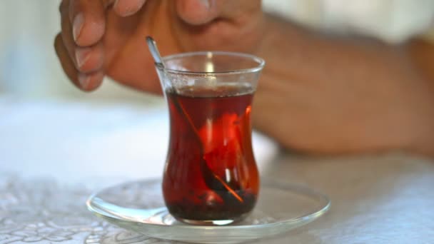 Turkish tea cup — Stock Video