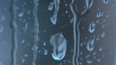 Bir pencere bölmesi makro vurmaya çalışan yağmur damlaları