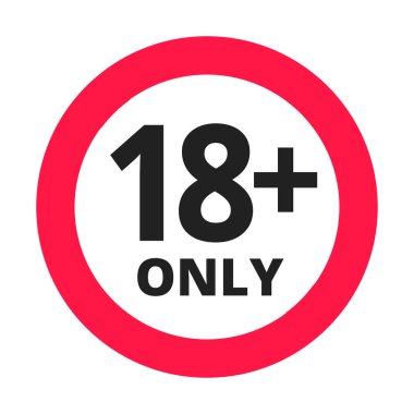 Sadece 18 yasaklı yuvarlak simge işaret vektörü çizimi.