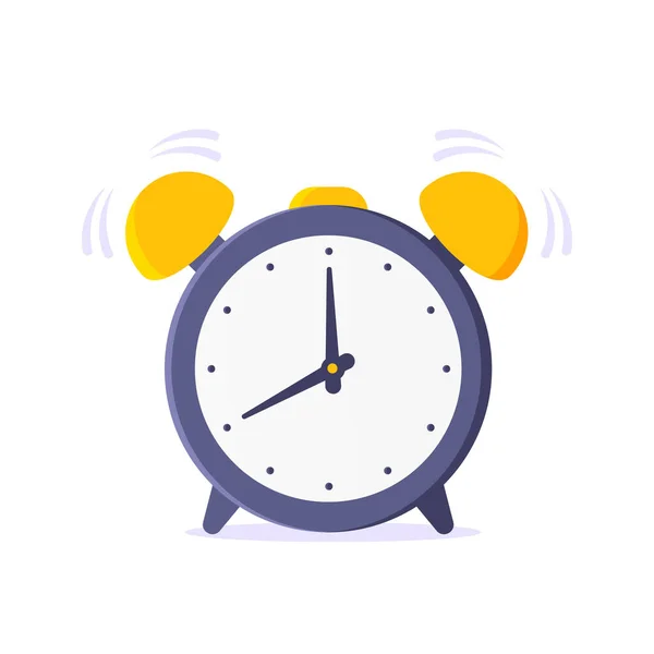 Alarm analog clock face flat style design vector illustration icon sign isolated on white background. — Stock Vector