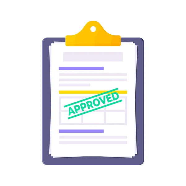 Approved credit or loan form with clipboard and claim form on it. — Stock Vector
