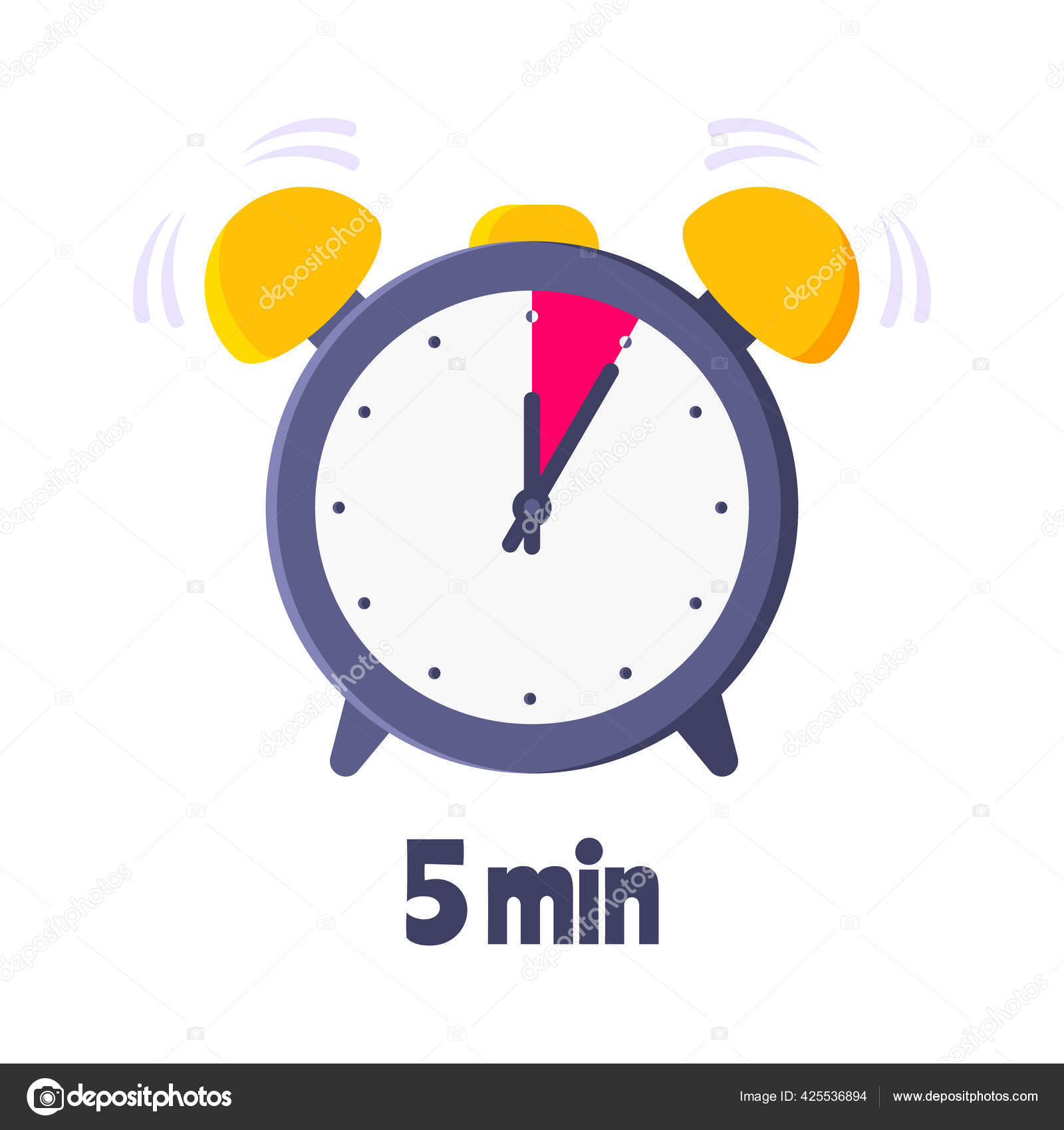 Cinco minutos en reloj analogico cara plana diseno vector ilustracion icono signo Vector de stock 425536894 de MironovKonstantin