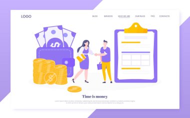 Kredi taksiti veya kredi onaylı iş konsepti vektör çizimi.