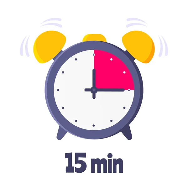 Δεκαπέντε λεπτά για αναλογική ρολόι πρόσωπο επίπεδη στυλ σχεδιασμού διάνυσμα σύμβολο εικονογράφηση. — Διανυσματικό Αρχείο