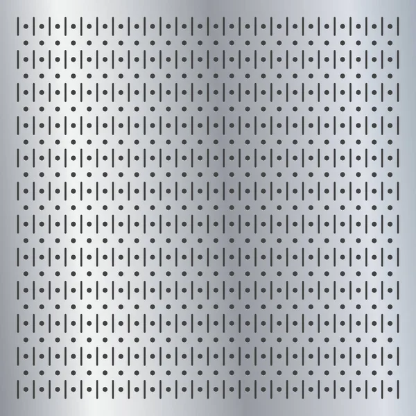 Placa de estaca metálica textura perfurada material de fundo com furos redondos padrão placa vetor ilustração. — Vetor de Stock