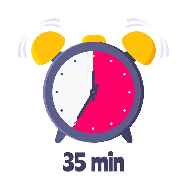 Thirty five minutes on analog clock face flat style design vector illustration. — Vetor de Stock