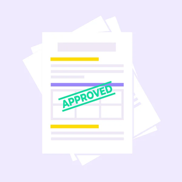 Formulaire de crédit ou de prêt approuvé avec dossier de document et formulaire de réclamation dessus. — Image vectorielle