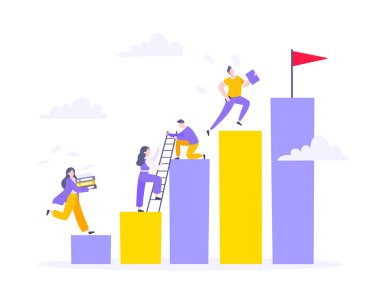 Düz stil tasarım vektör illüstrasyonuna yardımcı bir el işi kavramı vererek kariyer tırmanışı ve destek.