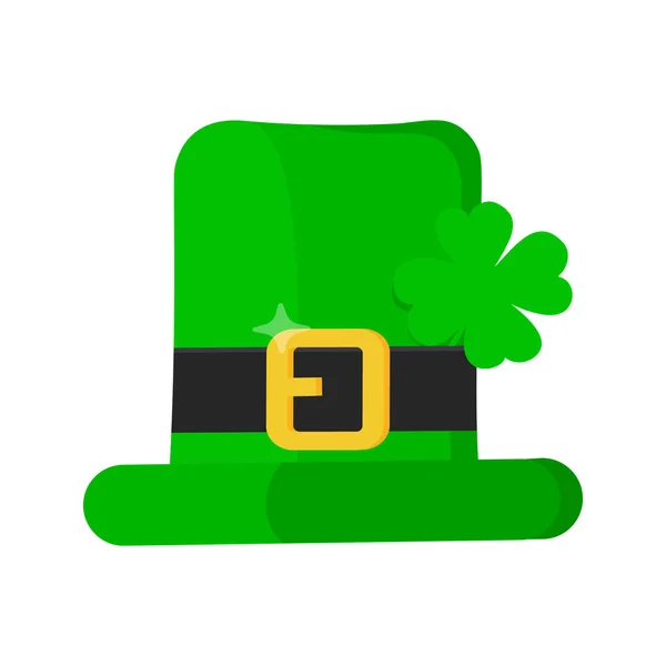 Chapéu verde de duende Saint Patrick Day com ícone de folha de trevo de trevo de trevo. — Vetor de Stock