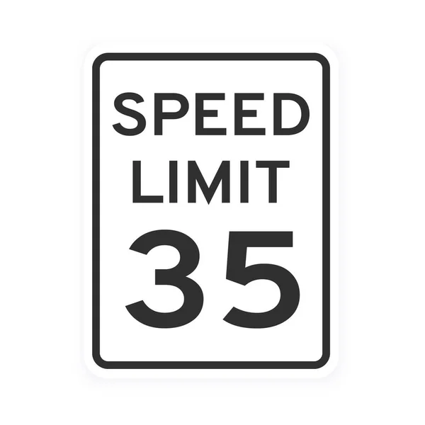 Speed limit 35 road traffic icon sign flat style design vector illustration isolated on white background. — Stock Vector