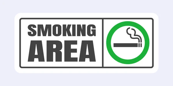 Teken voor rookruimte. Groene cirkel sigaret pictogram teken geïsoleerd op lichtgrijze achtergrond vector illustratie. — Stockvector