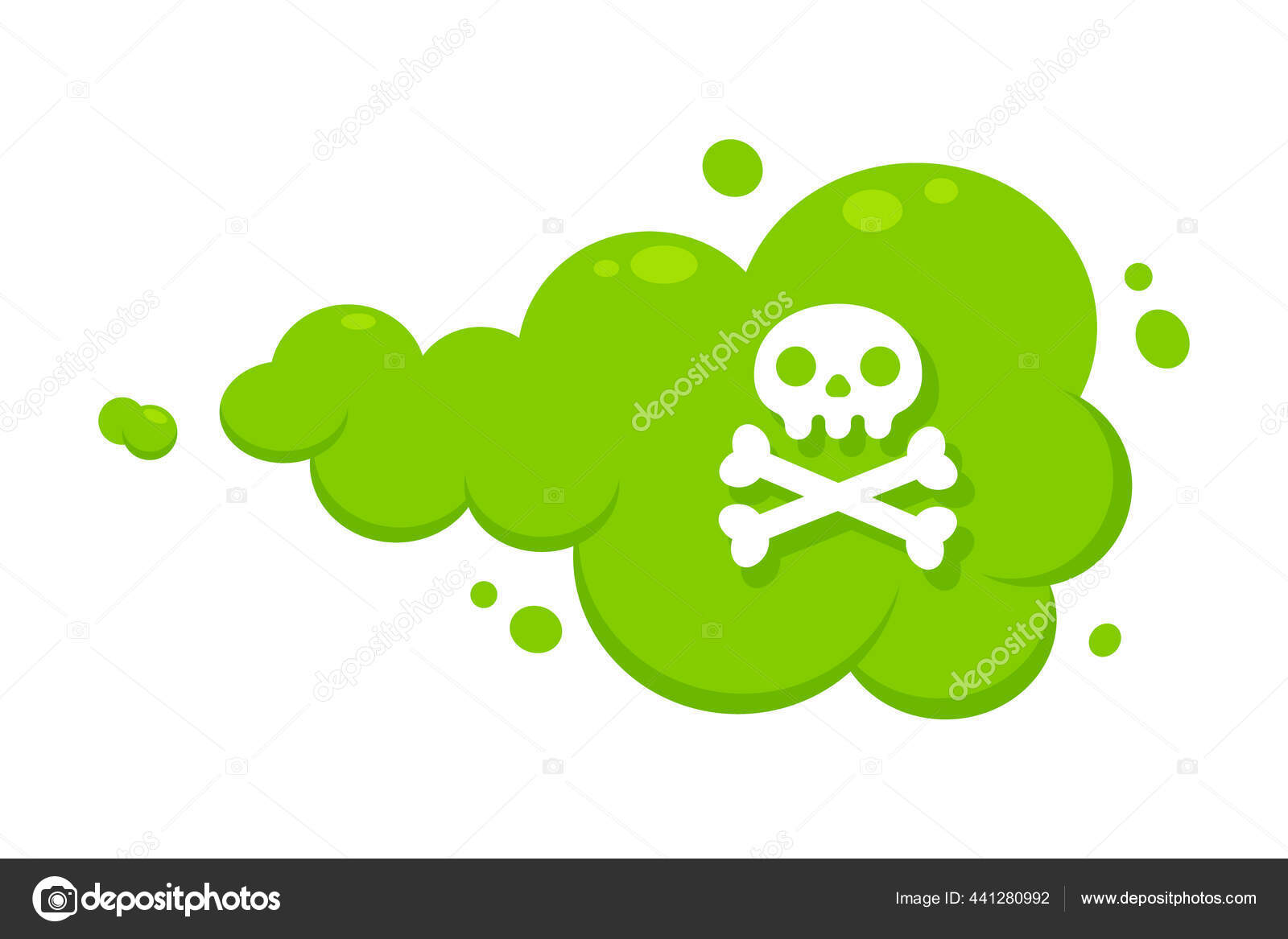 Запах Зеленого Мультфильма Пук Облако Плоский Стиль Дизайн.