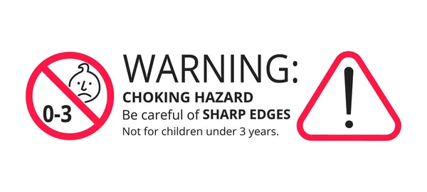 Danger d'étouffement autocollant interdit ne convient pas aux enfants de moins de 3 ans isolés sur fond blanc. — Image vectorielle