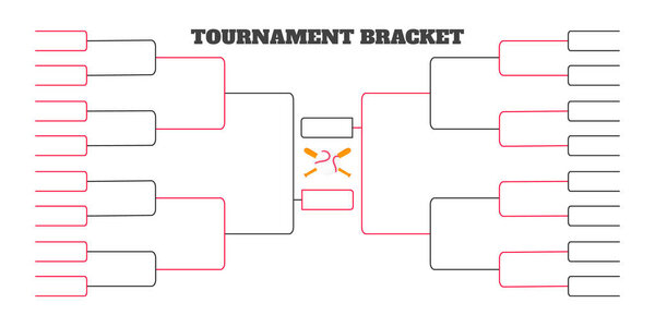 32 team tournament bracket championship template flat style design vector illustration