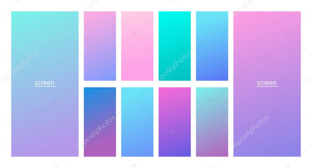 Pastel gradient smooth and vibrant soft color background set.