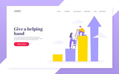 Düz stil tasarım vektör illüstrasyonuna yardımcı bir el işi kavramı vererek kariyer tırmanışı ve destek.