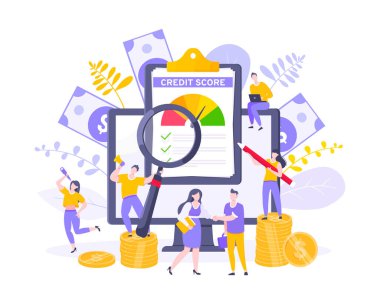 Dev pano üzerinde renk seviyeleri ile ok göstergesi hız göstergesi ile kredi notu raporu.