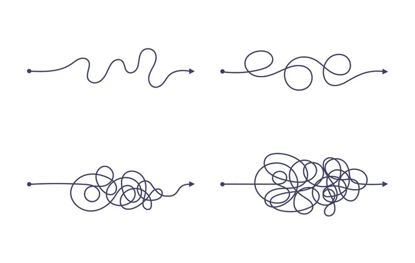 Chemin simple et complexe du début à la fin jeu d'illustration vectorielle. — Image vectorielle