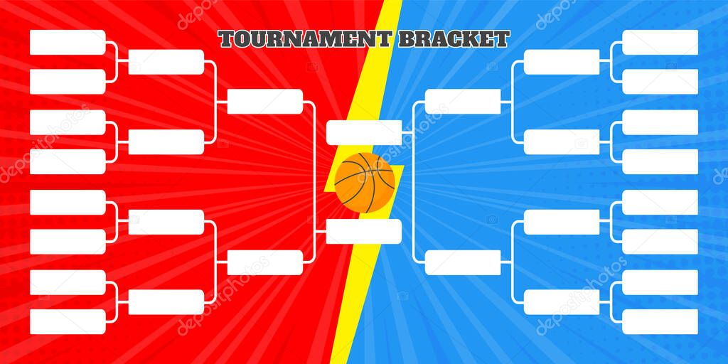 16 basketball team tournament bracket championship template flat style design vector illustration
