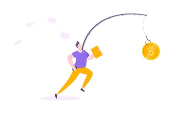 Fare yarışı ve para tuzağı iş konsepti. İş adamı dolarlar peşinde koşuyor..