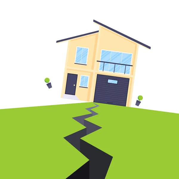 Terremoto casa concetto di assicurazione stile piatto vettoriale illustrazione. — Vettoriale Stock