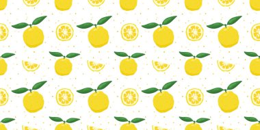 Yuzu Japon Citron meyvesi dikişsiz desenli vektör çizimi beyaz arka planda izole edildi.
