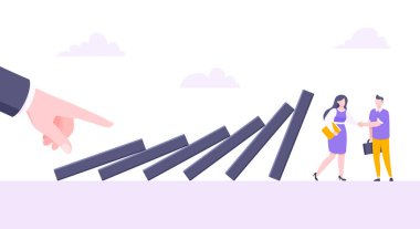 Domino etkisi veya iş esnekliği metaforu vektör illüstrasyon kavramı.